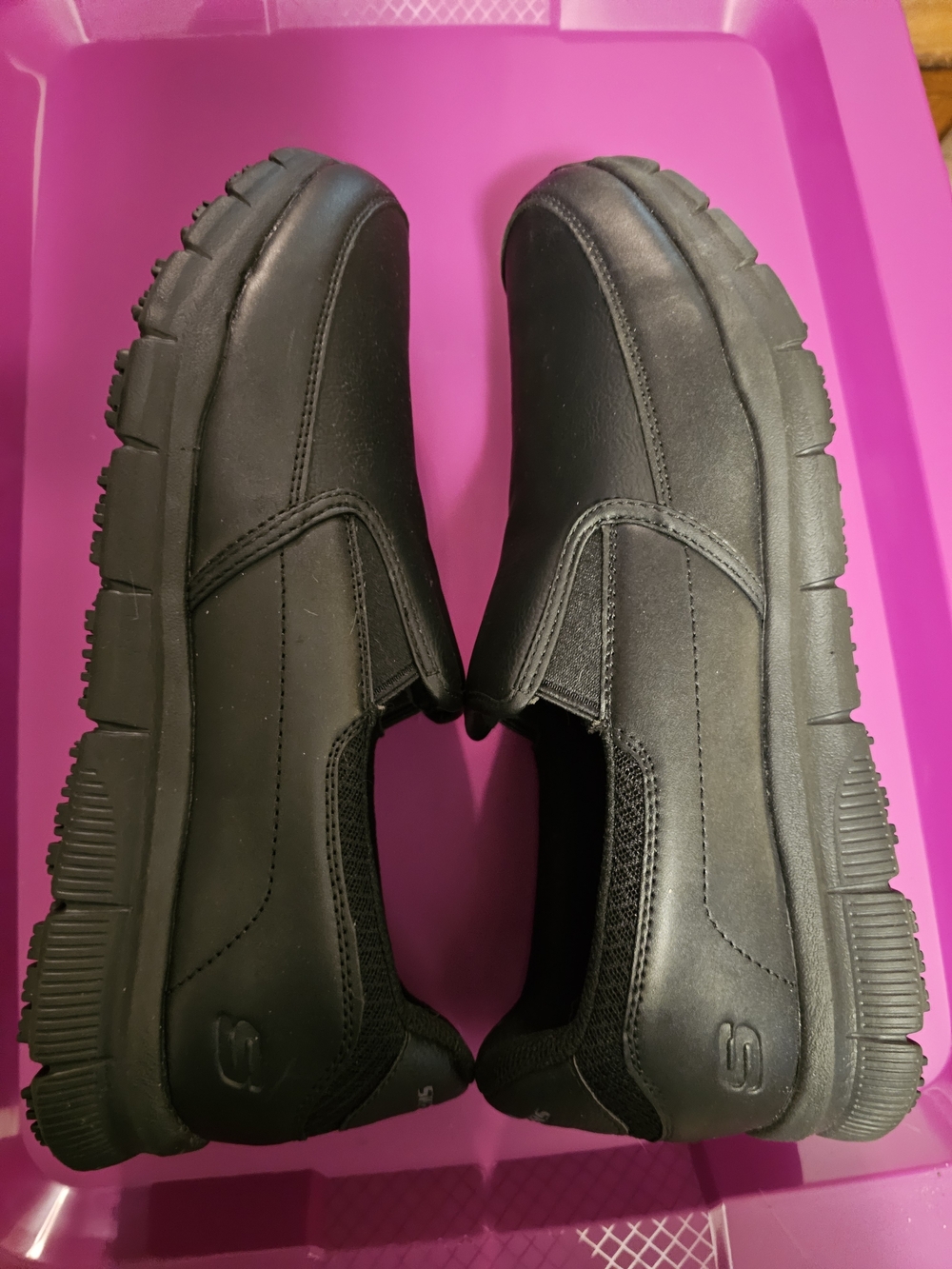 Skechers Men's Black Slip-On Work Slip Resistant Shoes